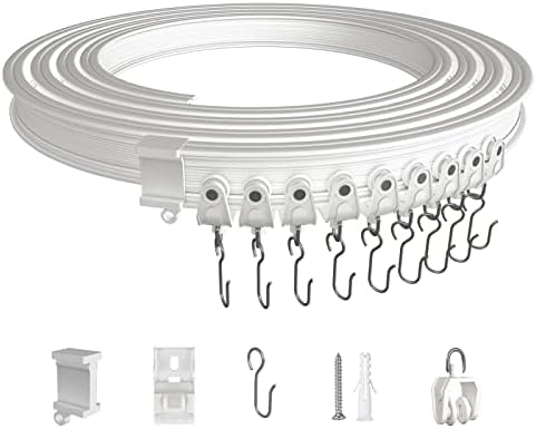 Rail à Rideau Flexible Noir 12 Pieds – Piste De Plafond Incurvée – Neuf Avec Fixations