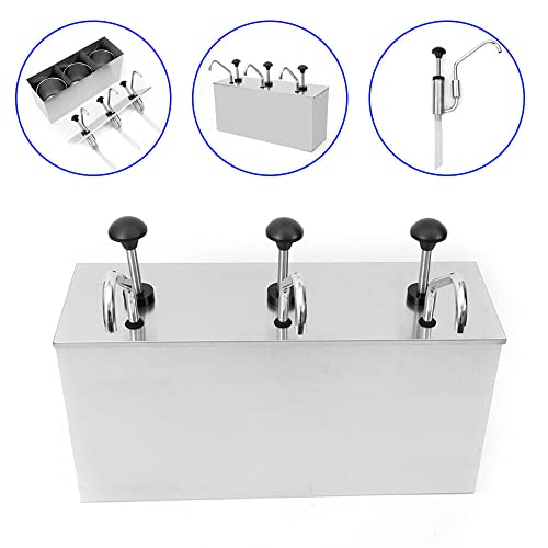 Dispenser per salse, in acciaio inox, 3 x 4 l, ideale per servire ketchup, maionese, senape e sugo