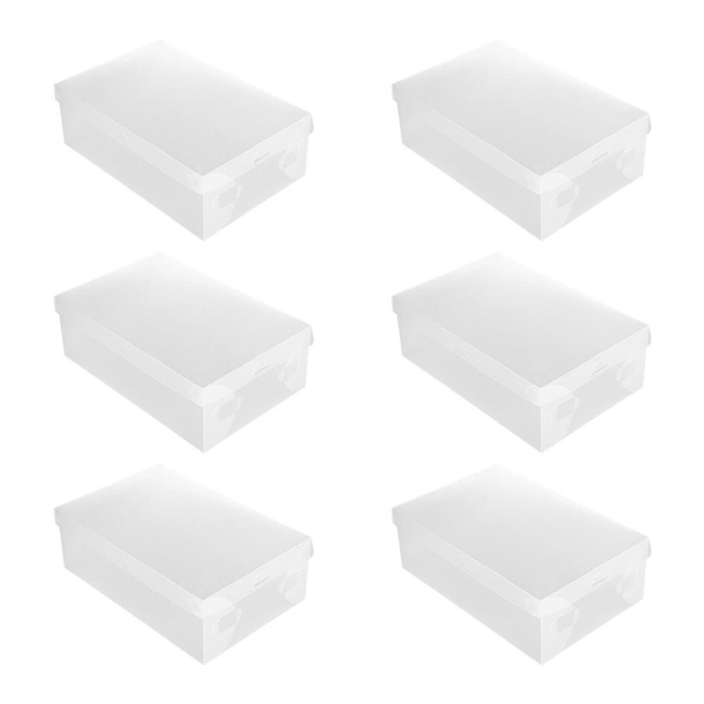 6 contenedores de plástico para zapatos con tapa, caja de almacenamiento transparente a prueba de polvo, organizadores de zapatos apilables para el hogar, ideales para organizar el armario o