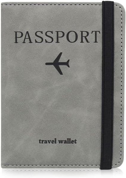Passport Cover with RFID Blocking, PU Leather Passport Holder Travel Wallet Case Organizer with Strap for Credit Cards Boarding Ticket-image-37