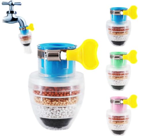 Universal Interface Tap Filter Activated Carbon Water Filter Rotate Faucet, Splash-Proof Water-Saving Magic Charcoal Water Filter, Shower Faucet Strainer (Blue)