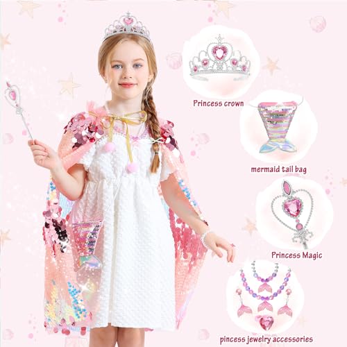 Disfraz Princesa Sirena con Capa y Accesorios para Niñas miniatura 4