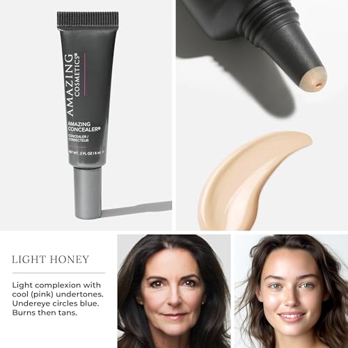 AmazingCosmetics Amazing Concealer, Full Coverage with Pin Dot Amounts, Long Wear Concealer Makeup for Undereye Dark Circles, Blemishes and Spots, Color Correcting, Skin- Like Finish