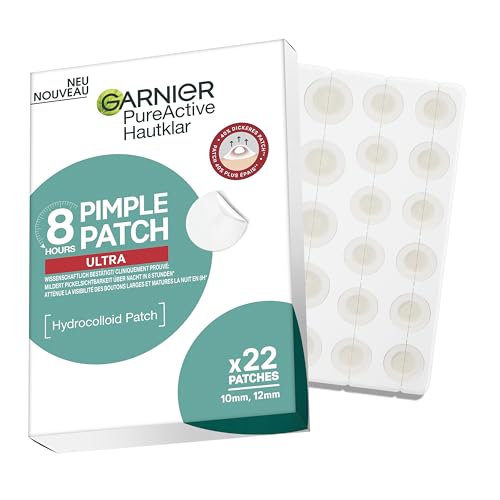 Garnier Hautklar Pimple Patches Ultra Hydrokolloid Pickel Patches gegen Unreinheiten Pickelpflaster mildern Sichtbarkeit von Pickeln in 8 Stunden Schutz vor Bakterien & Ausdrücken 22 Stück