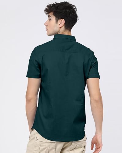 Image of BRUCEWANE Men's 100% Cotton Half Sleeve Shirt