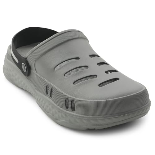 Image of Liberty A-HA BEACHRIDEM Clogs for Men - Black & Grey EVA Slip-On Casual Clogs | Soft Moulded Footbed, Lightweight Everyday Footwear for Home, Casual, Errands, Daily, Outdoor & Relaxed Wear