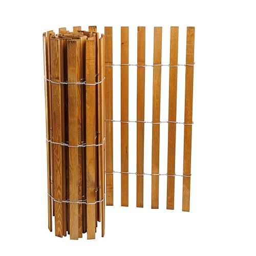 BOGATECO Valla de estacas de madera de 100 cm de alto y 300 cm de largo, distancia entre láminas de 4 a 5 cm, perfecta como valla de jardín, valla de madera, duradera, impregnada