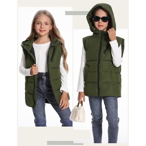 Girls Puffer Vest Lightweight Zip Up Sleeveless Hooded Kids Winter Coat Thermal Preppy Solid Fall Boys Down Jacket4