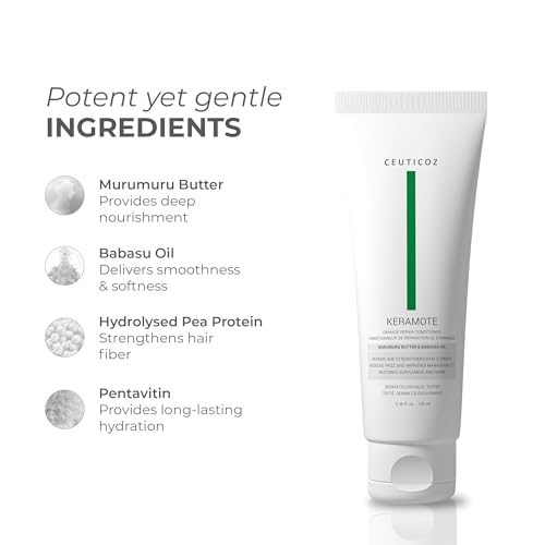 Image of Ceuticoz Keramote Damage Repair Conditioner for dry & frizzy hair | 100ml | For Damaged & Frizzy Hair, Repairs, strengthens & smoothens, Babassu Oil & Murumuru Butter, All Hair Types