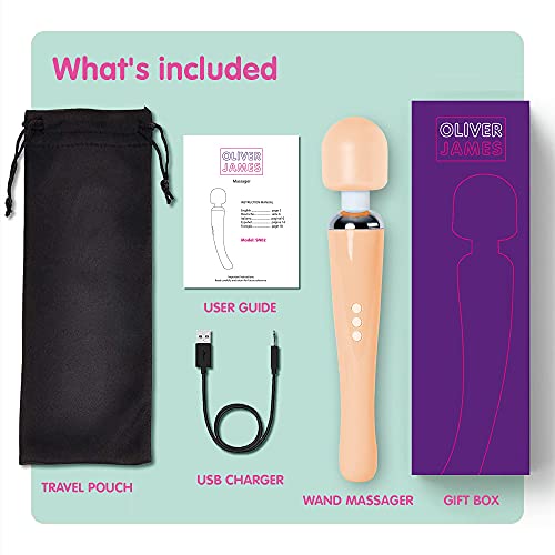 Image of Oliver James Large Wand Massager w / 20 Vibration Modes and 8 Speeds (Peach)