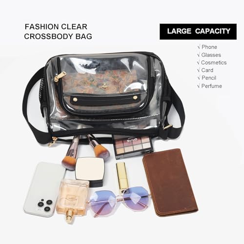 ESVAN Clear Crossbody Bag,Large Shoulder Bag For Stadium Events,Stadium Approved Clear Purses for Women with Adjustable Strap4