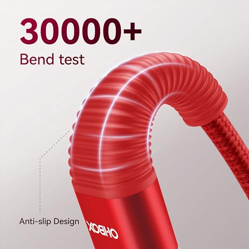 Image of Extra Long USB C to USB C Cable 15FT 100W, USBC Charger Fast Charging Cord Braided, Type C Cable for iPhone 17 Pro Max, 16 15, iPad Pro /Air /Mini, MacBook, Samsung Phones, Tablets & Laptops - Red