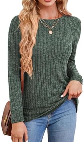 Zeagoo Trui dames gebreide trui warme wintertrui ronde hals gebreide trui herfst los sweatshirt casual pofmouwen lange mouwen elegante sweater effen