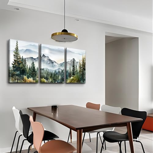 Mhartk66 Wall Art For Living Room Modern Wall Decor For Bedroom Office Decor Abstract Mountain Forest Landscapes Ink Painting 3 Piece Framed Canvas Art Prints Ready To Hang Wall Pictures Home Decor thumb #2