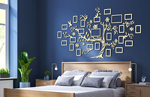 Arbre généalogique en bois cadres accessoires décoration murale salon