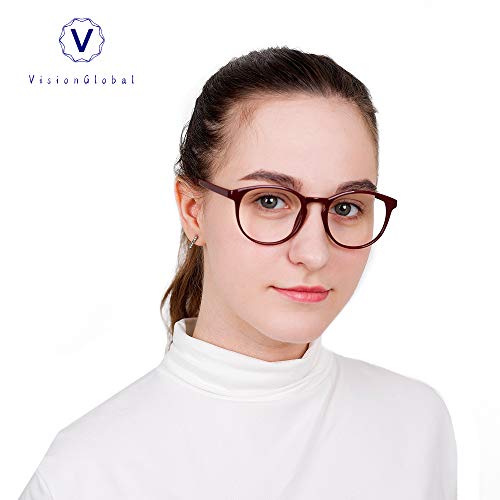 Image of VisionGlobal Blue Light Blocking Glasses, Lightweight Oval Frame, Computer Glasses for Gaming, Office, TV