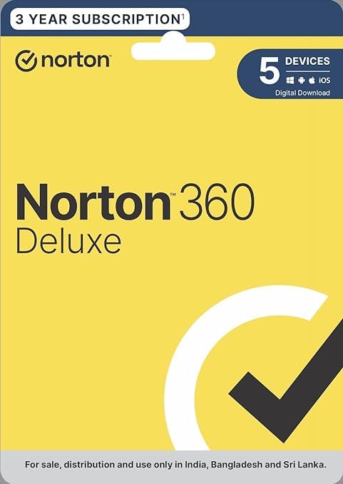 Image of Norton 360 Deluxe | 5 User 3 Year | Total Security for PC, Mac, Android or iOS | Also Includes Password Manager | 70GB PC Cloud Back Up | SafeCam for PC | Product Key | No CD