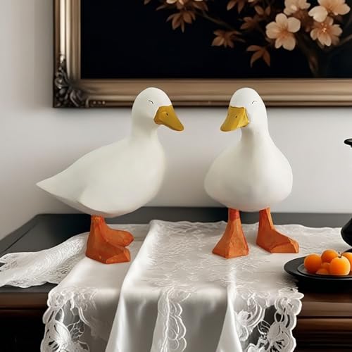 Hand Carved White Cartoon Duck Wooden Sculpture - Eco-Friendly Basswood Art Figurine, Home Office Decor Gift Collectible - Image 5