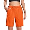 MAGCOMSEN Hiking Shorts Women Orange Quick Dry Cooling Elastic Waist Golf Casual Athletic Shorts Pockets for Seniors XL