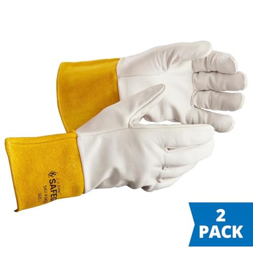 SAFEGEAR Medium Cowhide Leather Welding Gloves, 2 Pack