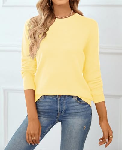 Image of QUALFORT Women's 100% Cotton Sweater, Basic Lightweight Long Sleeve Pullover