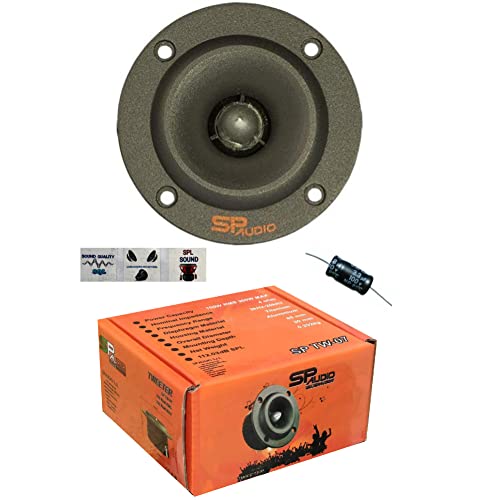 SP Audio 1 SP-TW07 SPTW07 Super Tweeter 8,5 cm 85 mm de diamètre 100 Watts rms et 200 Watts Max impédance 4 ohms sensibilité 112,3 DB Aimant néodyme, 1 pièce + condensateur et 3 Stickers Cadeau Cover
