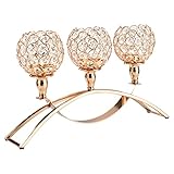 CYFGG Gold Crystal 3 Candle Holders - Arch Candelabra Tea Table Candle Holder Centerpiece Decorative...