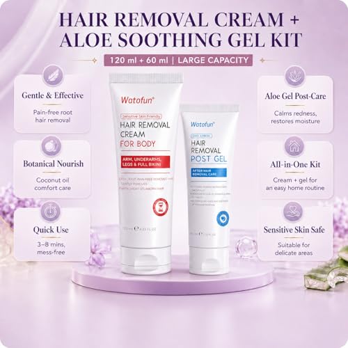 Watofun Body Hair Removal Cream for Women with Aloe Gel for Sensitive Skin, 5 Min Painless - image 3