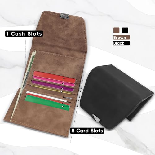Trifold Wallets for Women, Soft PU Leather Slim Card Wallet Compact Mens Trifold Wallets with Snap Ladies Wallet for Working Traveling Shopping (Brown)4