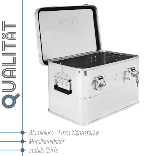 Aluminium Box mit Deckel Silber Alu Kiste Box Alukiste 30 Liter Transportbox Metallbox Alu Aufbewahrungsbox Boxen Abschliessbar Metallkiste Trucky