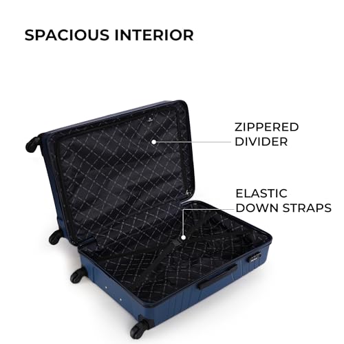 Image of Stony Brook Nasher Miles Crescent 75 Cm 28 Inch Polypropylene Hard-Sided 4 Wheels Spinner Check-in Luggage Trolley Bag (Navy Blue)