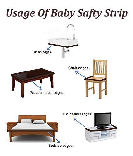 Image of SYGA Safety Strip Furniture Edge Guard + Corner Protector - 6.5ft Edge Guard + 4 Corner Guards for Baby Proofing and Child Safety (Brown Combo)