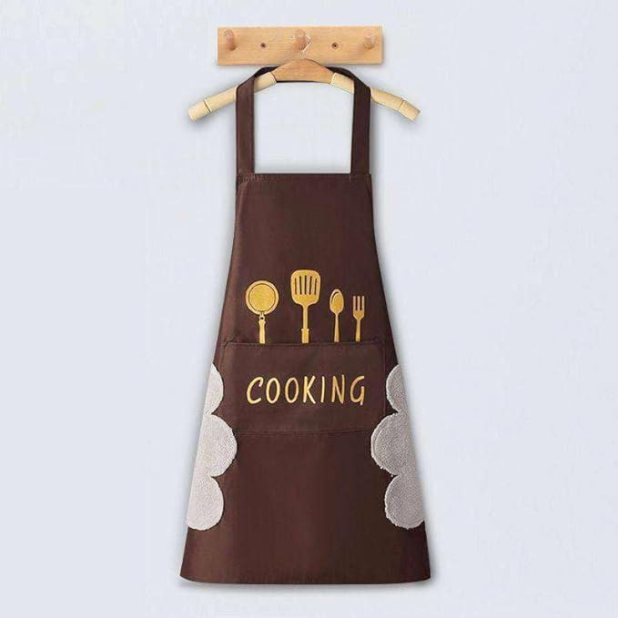 Image of HROY Kitchen Apron for Women & Men with Pocket & Side Towel | Kitchen Apron for Women & Men with Pocket & Side Towel | Reusable Cooking Chef Apron for Home Kitchen
