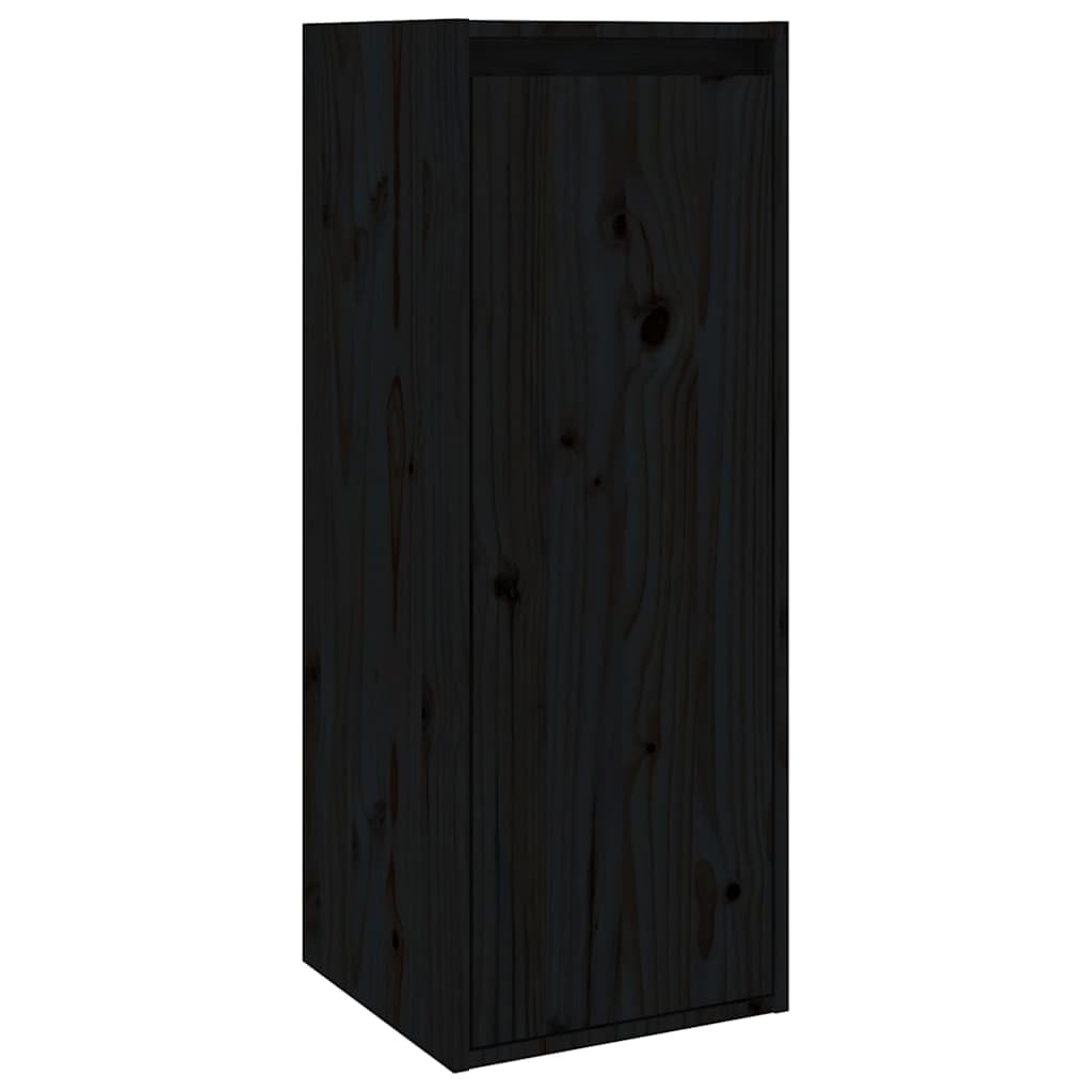 Regał ścienny, zestaw 2 sztuk, czarne, 30 x 30 x 80 cm, lite drewno sosnowe, regał wiszący, regał wtykowy, organizer do salonu, sypialni, kuchni, łazienki, korytarza, biura