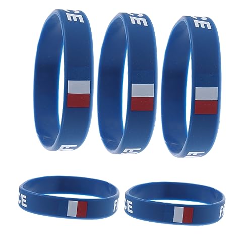 CORHAD 5Pcs Silicone National Flag Wristbands Durable Sports Bracelets for Men and Women for Football Matches and Patriotic Celebrations