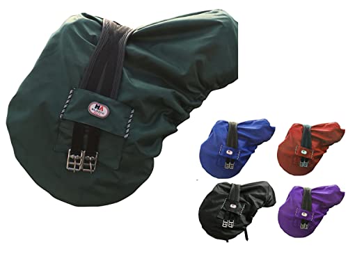 Majestic Ally Housse de Selle Anglaise imperméable en Nylon avec Doublure en Polaire - Plusieurs Couleurs (Vert Chasseur)