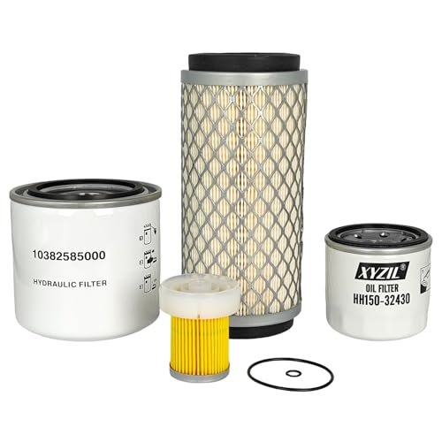 XYZIL Filter Kit Compatible with Mahindra Max 28 XL Max 26 XLT Max 26 XL 2415 2516 HST Gear, Max 22 24 25XL HST w/ 1.3L Engine Tractor MAM0117 35460501800 10382585000 31A6200317 Air Oil Fuel Hydraulic