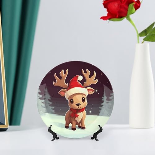 Plato decorativo navideño de cerámica de 6 pulgadas miniatura 6