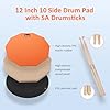 Sovvid 12 Inches Drum Pad and 5A Drum Sticks, Double Sided Snare Drum Practice Pad for Drummers, Silent Practice for Adults and Kids with Storage Bag - Orange #5
