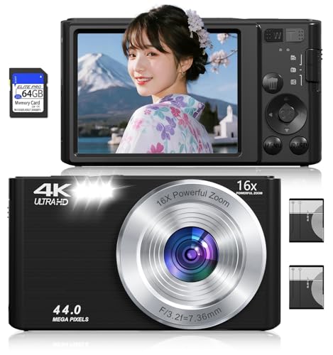Amazon | デジタルカメラ 4K FHD 4400万画素 コンパクトカメラ 16倍
