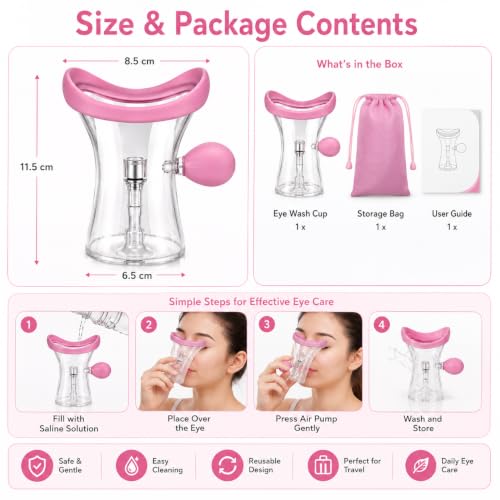 Image of Eye Wash Cup with Air Pump | Eye Cleaning Cup with Soft Silicone Rim | Reusable Eye Wash Cleaner for Daily Eye Hygiene | Portable Eye Rinse Cup for Men & Women