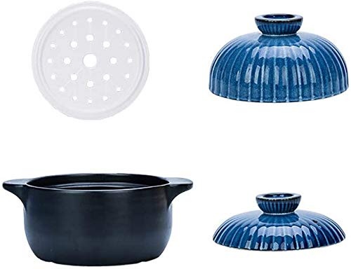 Enameled Shallow Casserole Dish with Lid Non-Stick Cooking Pan Pot Dutch Oven Suitable for Gas Stove/Electric Ceramic Stove,White,4L (Blue 4L)