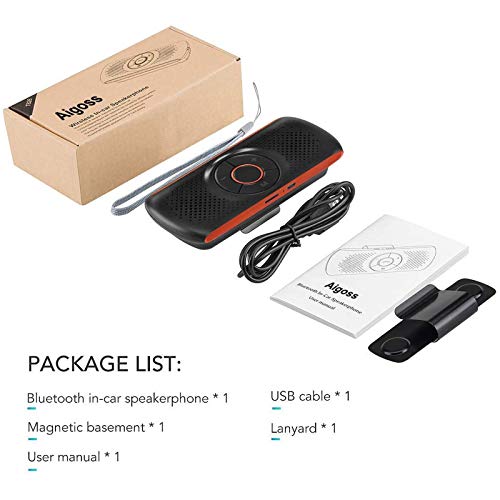 Aigoss Bluetooth Car Speakerphone, Wireless Car Kit for Handsfree Talking Car stereo Music Receiver Player, Built-in Mic/TF Card Player/Siri & Google Assistant - Thumbnail 7