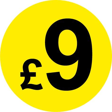 Permanent Adhesive - Black & Yellow 30mm Price Stickers/Labels from £5.45 to £17, 5000, £9