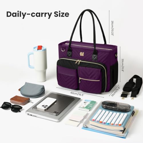 Image of Teacher Tote Bag for Women,Laptop Work Bag for Business Travel,Quilted Nurse Bible Computer Bag Briefcase Gift