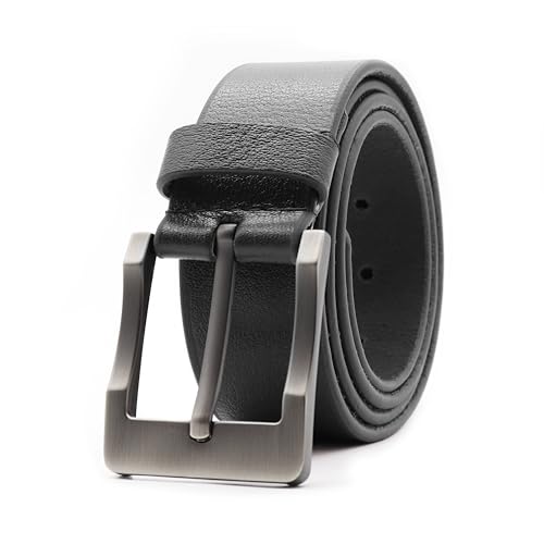 Image of PELLE TORO Explorer Mens Leather Belt, Handmade Belt for Men, Work Casual Belt Leather in Mens Gift Box (Trouser Sizes 32in - 36in, Charcoal)