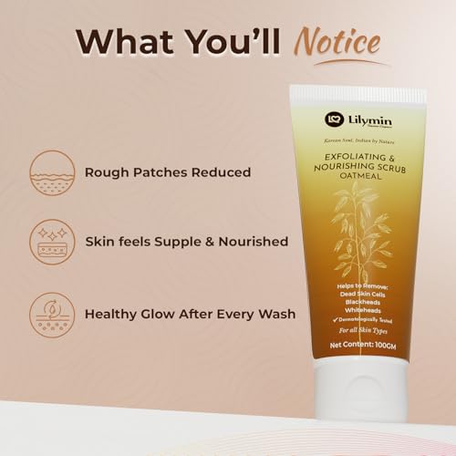Image of Oatmeal Face Scrub With White Lily & Honey - inchGentle Glow inch 100GM, Clean - Natural & Organic, Nourishing, Exfoliating & Moisturizing, Removes Dead Skin, All Skin Types Men & Women