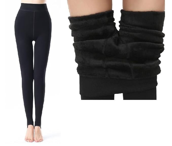 Women's & Girl's Winter wear Warm Thermal Thick Fleece Dual tone Stockings Woolen Fur Stockings Stretchable Leggins (Free-Size) Comfortable Between 26 to 34 Waist