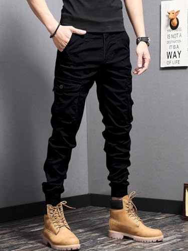 Image of Leriya Fashion Men's Cargo Pants | 6 Pocket Cotton Cargo Joggers for Men | Loose Fit Stylish Pant with Pockets | Casual Baggy Trousers & Streetwear Lower