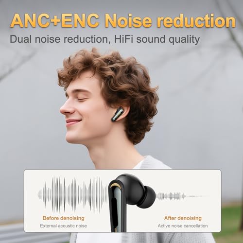 Denash Écouteurs de Jeux sans Fil, Mode Double Bluetooth à Faible Latence 2,4 GHz avec Micro ENC, Dongle USB C pour Tablette Téléphonique PC Console de Jeu PC (Black) – vue 7